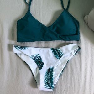 Palm print adjustable strap bikini (2 pieces)